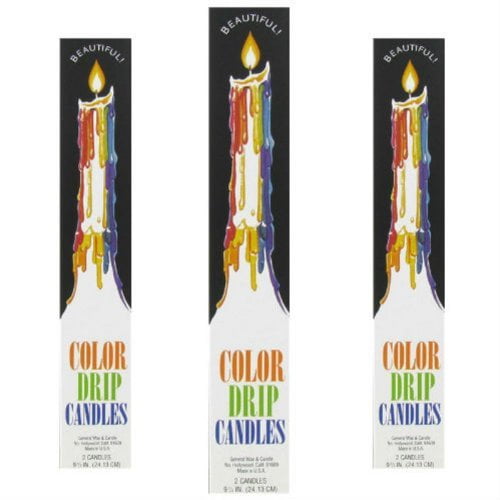 2 pack of Multi-Color TAPER DRIP CANDLES 3/4" x 9-1/2" long 