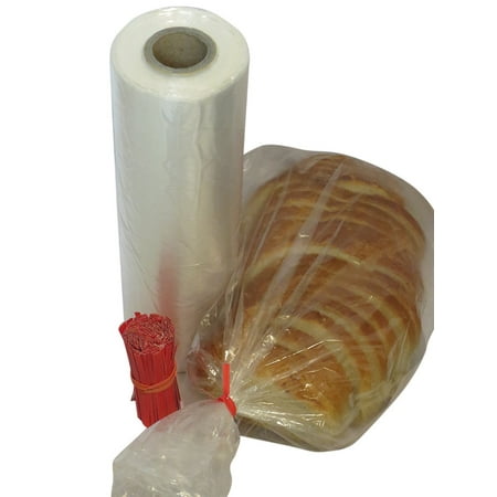 1 Gallon Twist Tie Plastic Bags Plastic bread and Grocery Clear Bag on Roll 12x20 1 Roll/cs appx. 350 bags- with Free Twist Ties ()