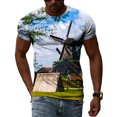 thumbnail image 1 of t-shirts Graphiques Moulin à Vent d'Été 3D Mode Hommes Goût Décontracté t-shirts Imprimés Style Hip Hop Personnalité Rue Col Rond Hauts, 1 of 5