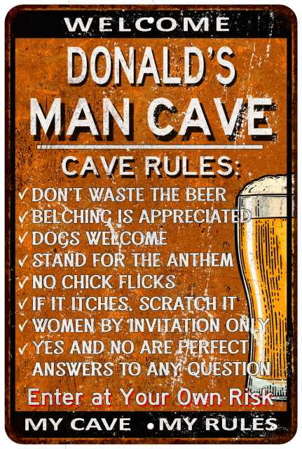 BPG0015 DONALD'S GARAGE RULES Rustic Shield Sign Man Cave Decor Funny Gift 