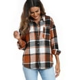 thumbnail image 3 of ‌FDGIU Womens Plaid Shacket Jacket Long Sleeve Button-Up, Warm Flannel Shirt Coat for Fall Fashion & Winter Clothing, 3 of 6