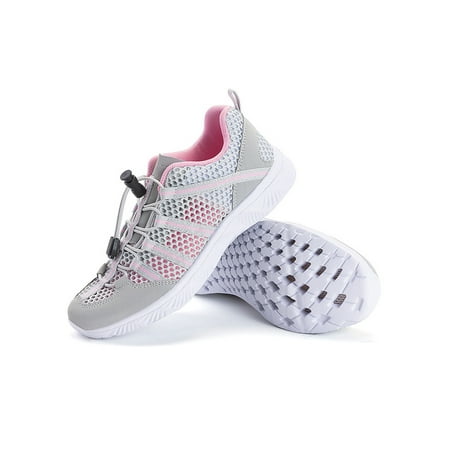 

Woobling Womens Beach Shoe Quick Dry Water Hiking Shoes Mesh Sneakers Women Flats Lightweight Trainers Outdoor Athletic Light Gray Pink 7.5