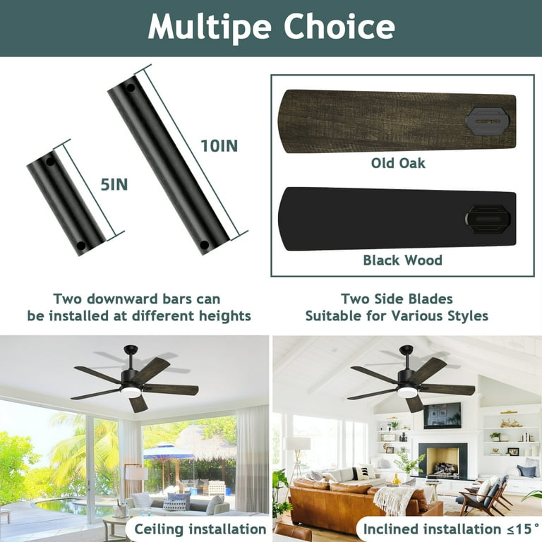 ★tmsjh70 LANHAI Ceiling Fan with Light and Remote Control, 52'' 6