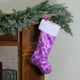 Northlight 19" Violet Paillettes Flocon de Neige Bas de Noël avec Manchette en Fausse Fourrure Blanche – image 2 sur 4