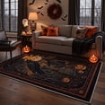 thumbnail image 2 of GENIMO 2'x7' Halloween Runner Rug, Washable Non Slip Soft Gothic Raven Indoor Outdoor Hallway Runner for Porch Patio Kitchen Entryway, Charred Amber, 2 of 6
