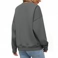 thumbnail image 4 of Crew Neck Sweatshirts Women Fall Oversized Crewneck Sweatshirt Vintage Fleece Pullover Loose Fit Cute Y2K Hoodie Dark Gray 2XL, 4 of 7