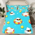 thumbnail image 2 of jejeloiu Cartoon Duck Twin Sheet Sets,Swimming Ring Twin Fitted Sheet,Yellow Blue White Flat Sheet For Boys Girls,Microfiber Bedroom Decor,3pcs, 2 of 7