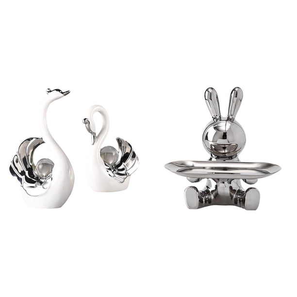 Figuras Creativas De Cisne, Organizador De Figuras De Conejo Para Decoración De Sala De Estar, Bandeja De Cerámica Para Joyas, Para Tocador, Regalo De Boda O Inauguración De La Casa.