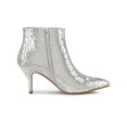 thumbnail image 3 of BLISSFUL STEP Women's Glitter Pointed Toe Stiletto Heels Ankle Boot Silver 6, 3 of 7