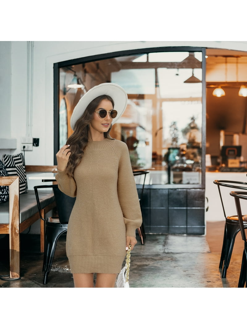 mock turtleneck dress long sleeve Ruched Long-Sleeve Turtleneck Dress in Vince Products Women