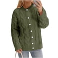 thumbnail image 5 of Long Sleeve Button Down Women Solid Casual Cable Knit Cardigan Coat, 5 of 5