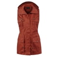 thumbnail image 1 of A2Y Women's Solid Drawstring Waist Zipper Pockets Military Utility Hoodie Vest Rust M, 1 of 3