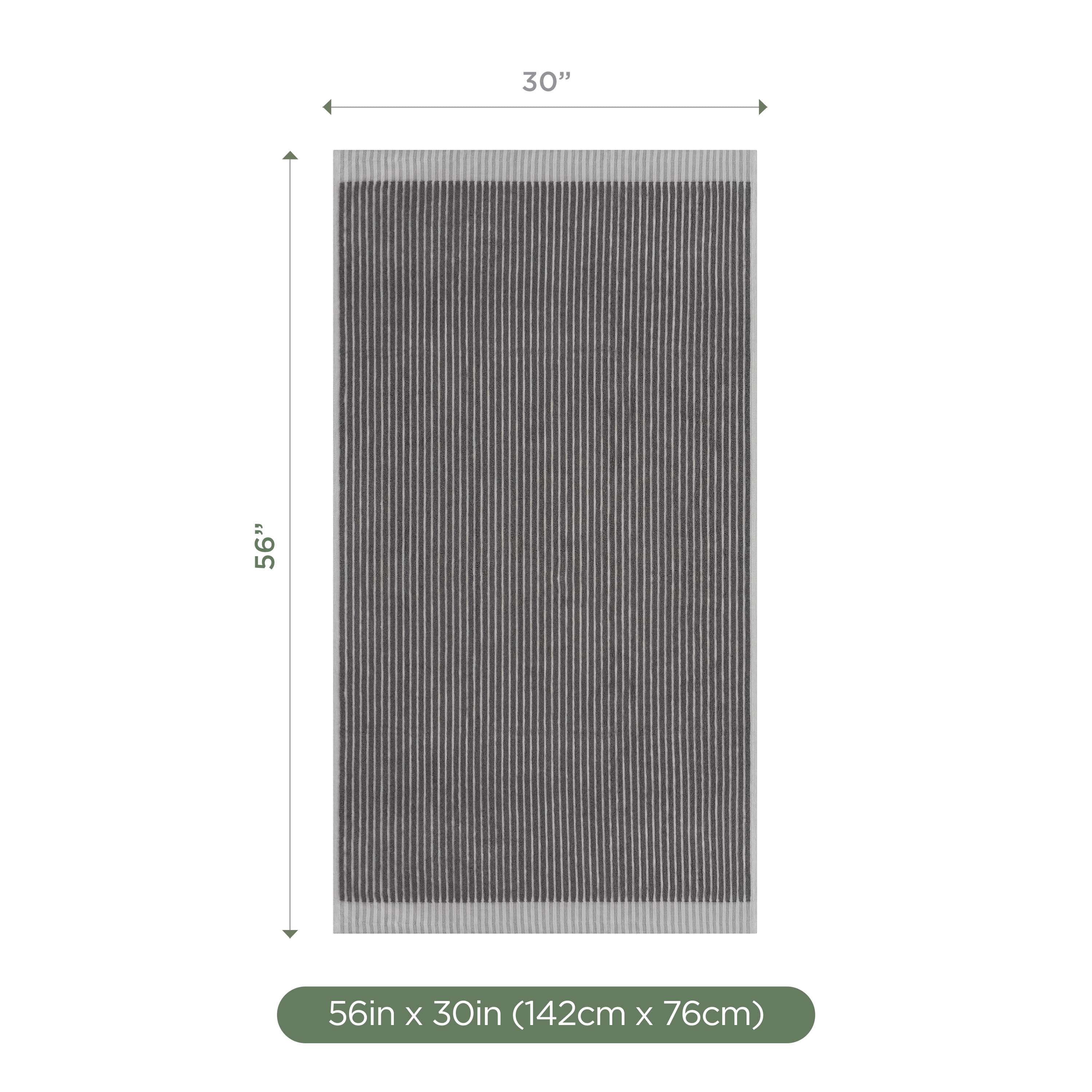 Martex Restore Sculpted Stripe Bath Towel, 30" x 56", Charcoal