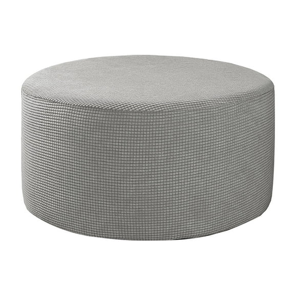 Stretch Ottoman Cover Ottoman Slippers Round for Living Room Foot Stool Stretch Gray