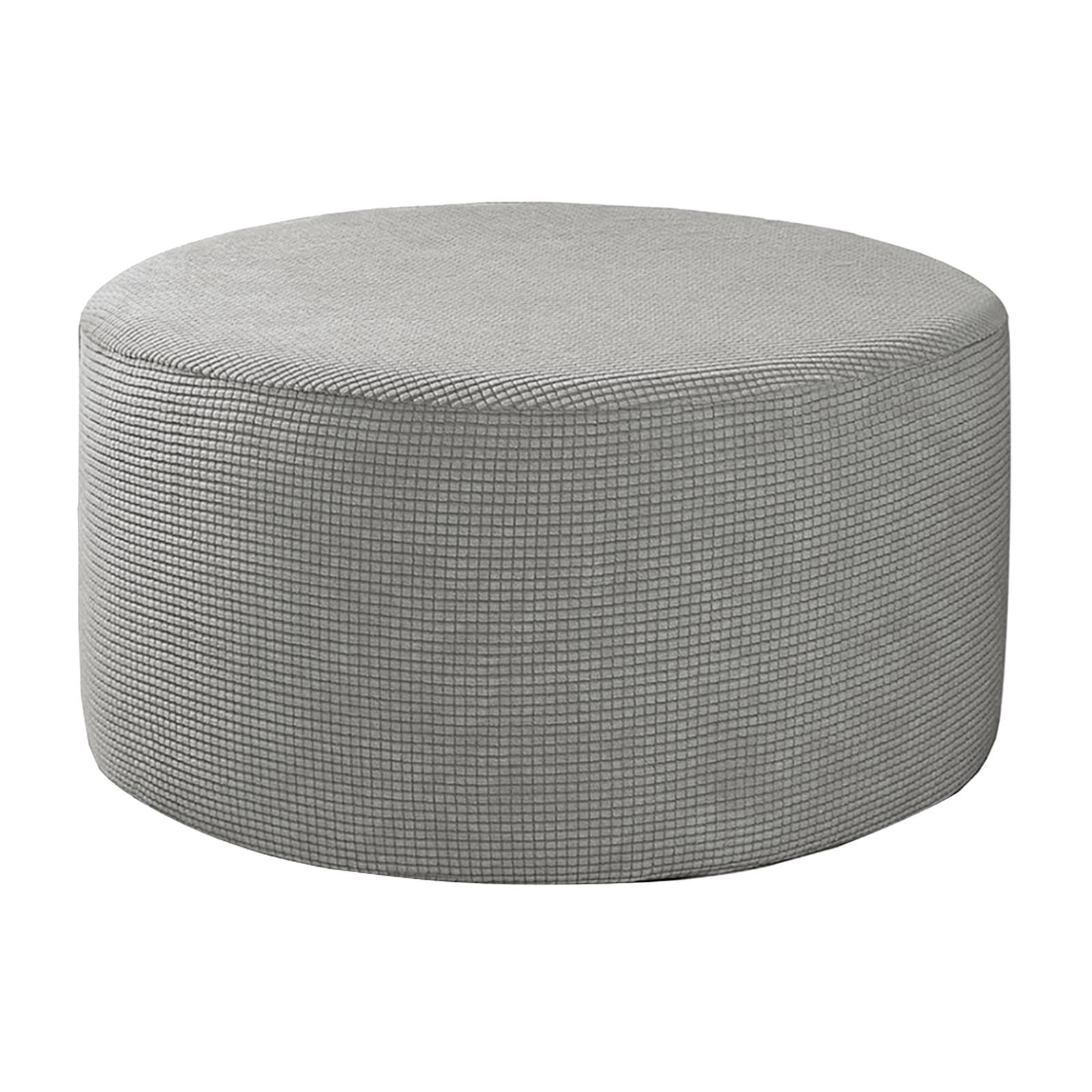 Housse De Pouf Rond Extensible - Tissu Polyester/spandex, Fond élastique Antidérapant (beige)