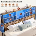 thumbnail image 4 of EnHomee Metal Bed Frame with 3-Tier Storage Headboard King Size Metal Bed Frame with 2 Underbed Drawers & 2 Bedside Fabric Drawers & LED Lights & Charge Station,Rustic Brown, 4 of 9