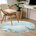 thumbnail image 5 of 3ft Round Rug, Blue Coastal Non-Skid Rubber Backing Large Area Rugs - Living Room Bedroom Home Office, Beach Nautical Anchor Starfish Botanical Indoor Floor Mat Carpets Washable Rug, 5 of 9