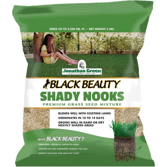 Jonathan Green Black Beauty Shady Nooks Premium Grass Seed Mixture, 3lbs
