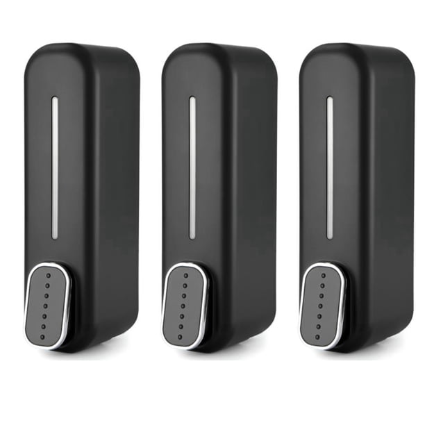 3X Dispensador de Jabón de Montaje En Pared, Dispensador de Gel de Ducha de Champú LíQuido para Manos de 350 Ml Negro