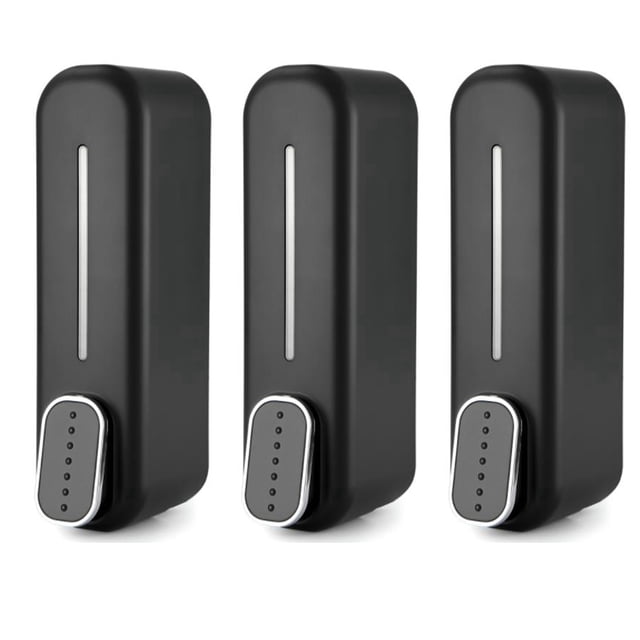 3X Dispensador de Jabón de Montaje En Pared, Dispensador de Gel de Ducha de Champú LíQuido para Manos de 350 Ml Negro