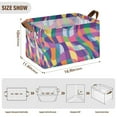 thumbnail image 7 of Yayeee Foldable Storage Basket for Shelves with Handles Set of 2 Waterproof Cloth Bins, Colorful Wavy Pattern, 7 of 7