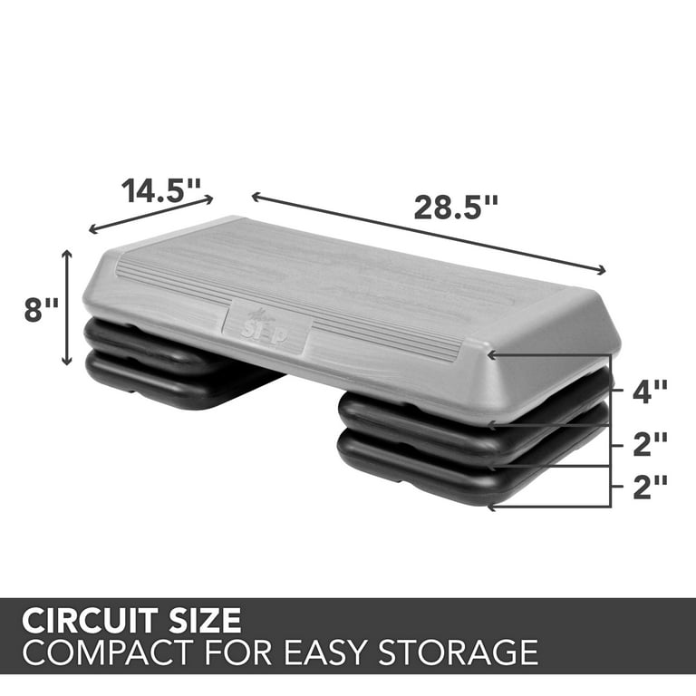 The Step Original Aerobic Platform – Circuit Size Grey Aerobic Platform and  Four Original Black Risers Included 