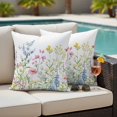 thumbnail image 2 of Outdoor Pillow Cover Spring Floral Set of 2 Waterproof Throw Pillowcases Flower Butterfly Colorful Decorative Patio Furniture Pillows for Couch Garden Indoor & Outdoor Use, 2 of 9