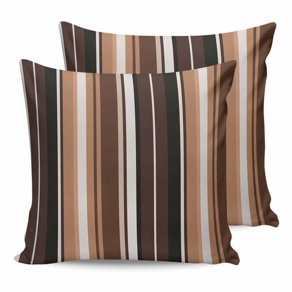 20x20 Pillow Covers Set of 2, Brown Black Stripes Throw Pillow Covers Decorative Couch Cushion Case, Farmhouse Vintage Abstract Lines Microfiber Square Pillowcases for Bedroom Car Living Room