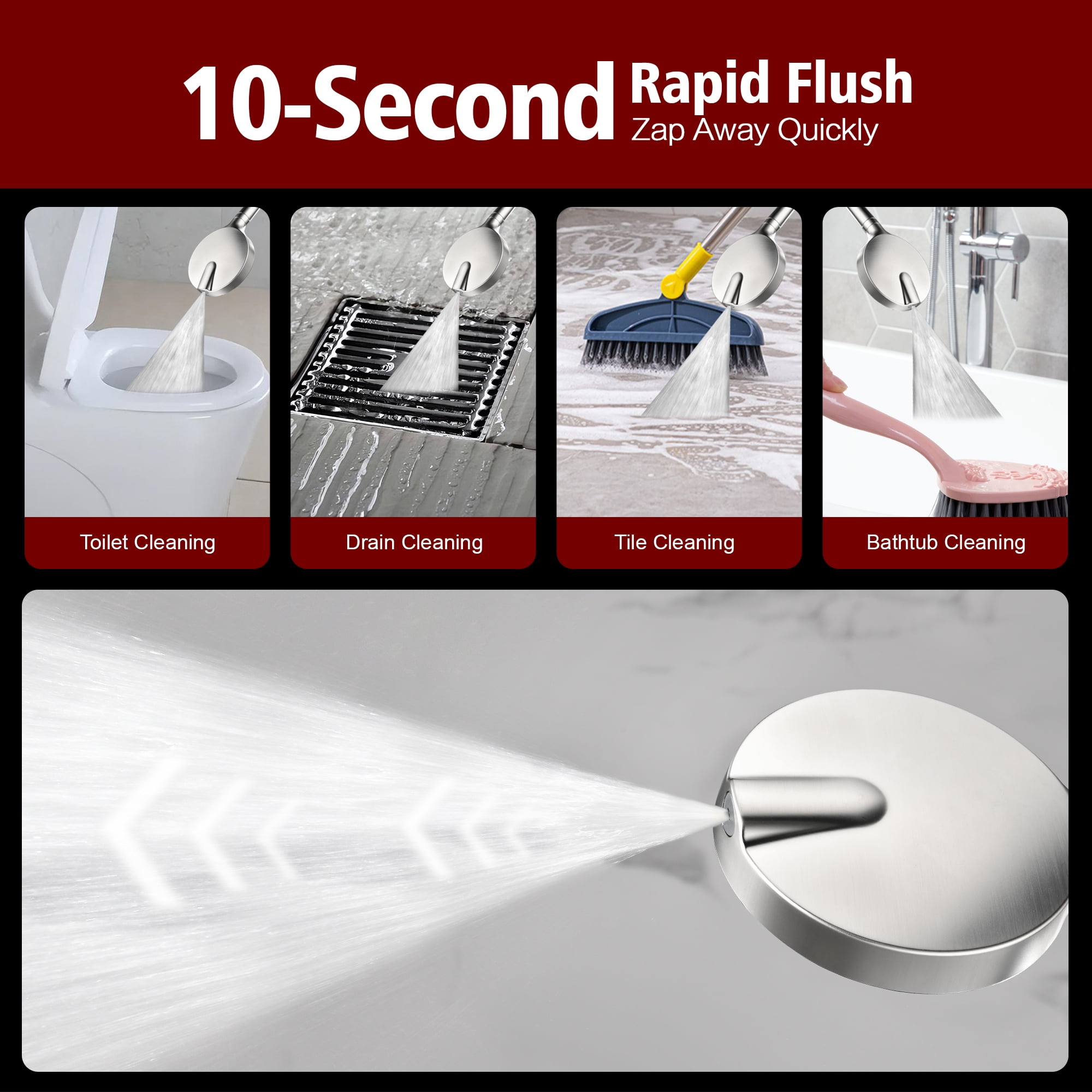 SUMERAIN Brushed Nickel Shower System with Tub Spout, High Flow Shower Bathtub Faucet Set with 6-Spray Filtered Shower Head