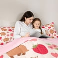 thumbnail image 4 of Erosebridal Cute Capybaras Bedding Comforter Set 7-Piece For Children,Pink Strawberry Flowers King Bedding Sets For Kids Boys Girls,Pink Reversible, 4 of 6