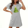 thumbnail image 1 of Camisón corto navideño para mujer, talla grande, cuello redondo, manga corta, estampado en el pecho, vestido de noche para mujer, 1 of 3