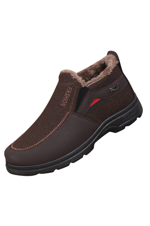 Men Shoes Winter Snow Boots Fleece Lined Slip on Walking Sneakers Water Resistant Outdoor Shoes