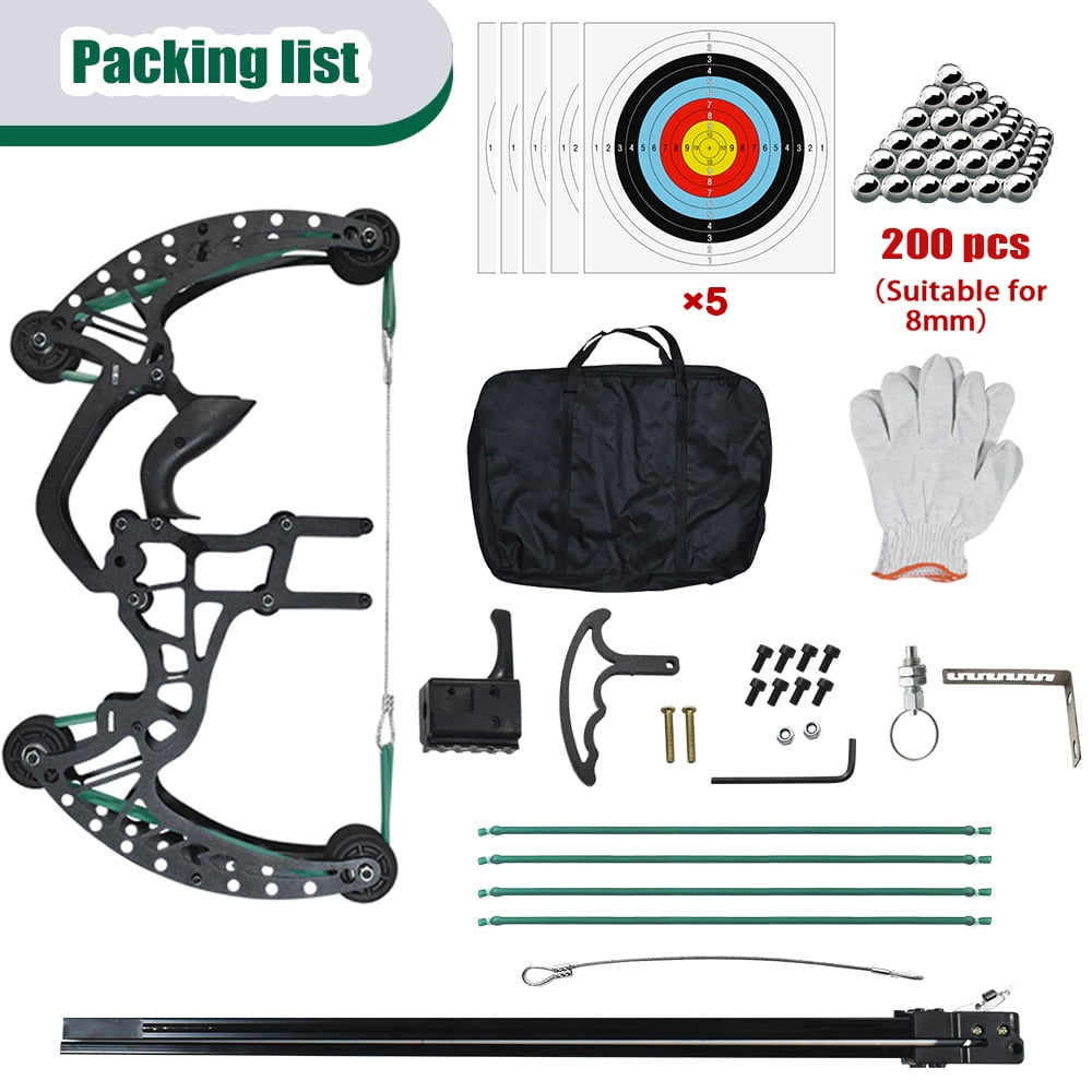 Runzkzy Outdoor Continuous Pulley Bow 8mm Steel Ball Composite Bow for Adult Hunting Steel Ball Bow