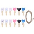thumbnail image 1 of 24pcs Mixed Mini Heart Love Wooden Clothespin Set Craft Clips Great for Scrapbooking Gift Party Decoration Tree Embellishment with Ropes, 1 of 9