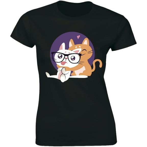 2 Cute Sweet Couples Cat Gift For Pet Lover Women's Kitten T-Shirt