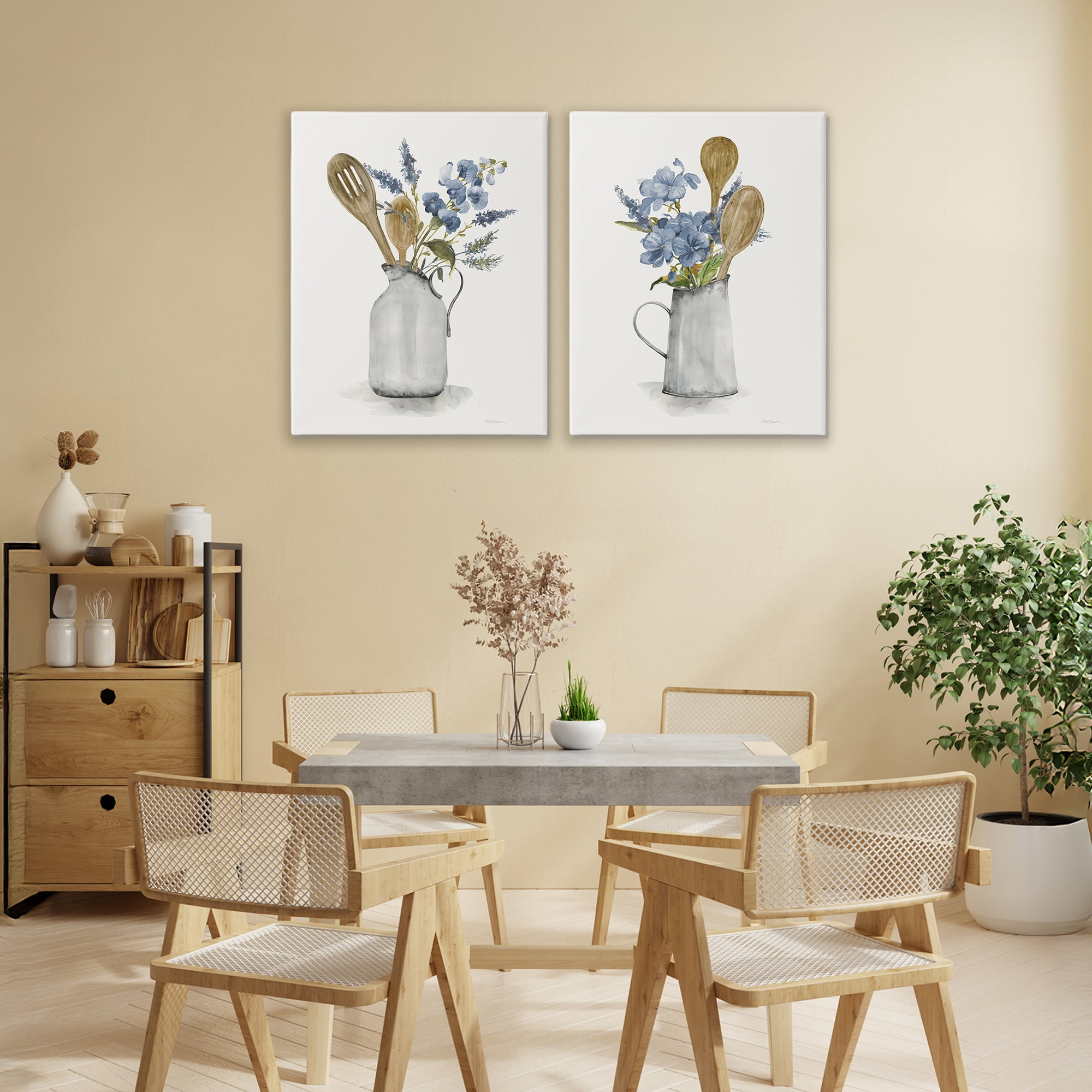 Stupell Industries Kitchen Pitcher Bouquets 2 Piece Canvas Wall Art Set, design by Carol Robinson