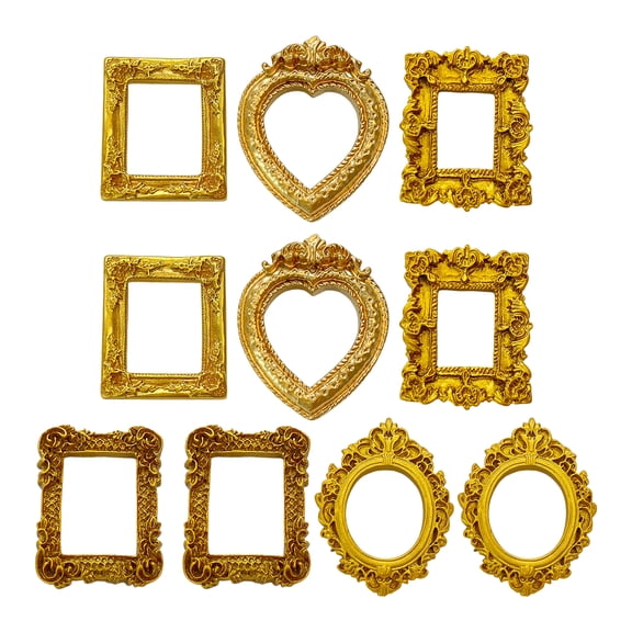 Pack of 10 Gold Small Baroque Style Picture Frames Vintage Mini Picture Frames for DIY Jewelry Display Holiday Photography Decor