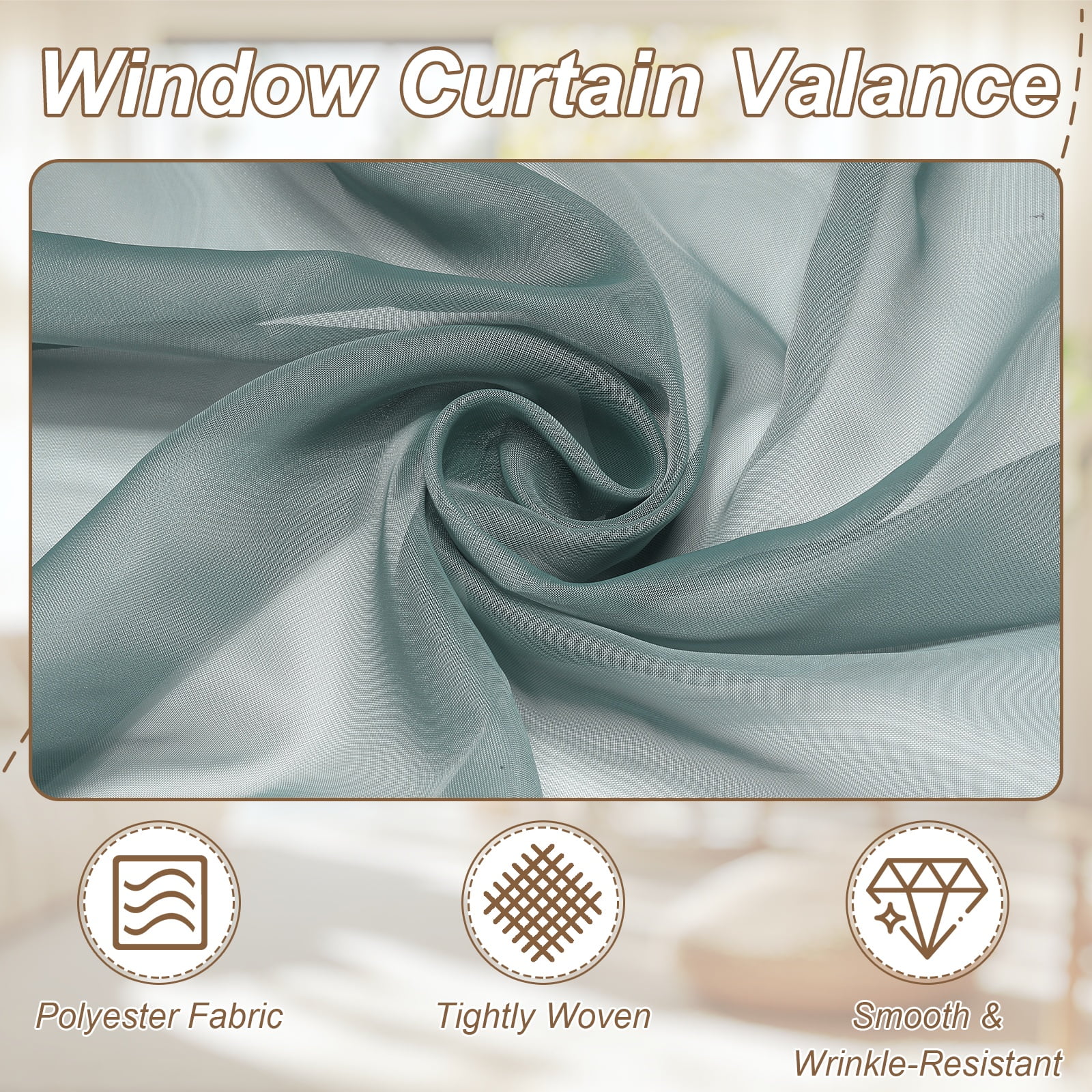 Uxcell 2Pcs Window Valance, 51x24 Inch Beaded Triangle Sheer Valance Curtains Small Short Light Filtering Sheer for Windows Bedroom Bathroom Living Room Kitchen, Gray