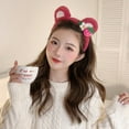 thumbnail image 4 of Strawberry Bear Plush Headband for Women Sweet Fashion Girls Face Wash HairBand, 4 of 9