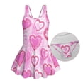 thumbnail image 3 of FOR U DESIGNS Girls' Sleeveless One-Piece Swimsuit Comfortable Tank Bathing Suit Swimwear with Short Bathing Suit for Kids, Heart Tie Dye, 3 of 7