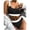 Black, variant on MGDXOX Women's Sports High Waisted Swimsuits Two Piece Scoop Neck Crop Top Bikini Cheeky High Cut Ribbed Color Block Bathing Suit Orange M