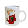 thumbnail image 1 of KuzmarK Coffee Cup Mug Pearl Iridescent White - Maine Coon Kitty and Mouse JOY Set Christmas Stocking Y Cat Art by Denise Every, 1 of 2