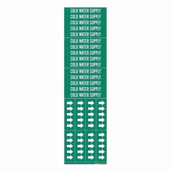Brady Pipe Marker,Cold Water Supplto 3/4 In 7057-3C