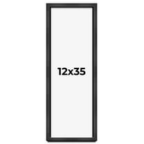 12x35 Frame Black Charcoal Grey Wood Textured Picture Frame | 0.75 Inch Moulding Width | Gunmetal