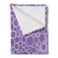 thumbnail image 2 of Mauve Soft Flannel Fleece Throw Blanket, Abstract Geometrical Linked Circles in Many Sizes Fractal Diameter Rings Print, Cozy Plush for Indoor and Outdoor Use, 70" x 90", Violet White, by Ambesonne, 2 of 5