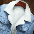 thumbnail image 4 of Yaoyar Men's Lapel Sherpa Fleece Lined Thicken Denim Jean Jacket Coats Long Sleeved Lapel Denim Jacket, 4 of 9