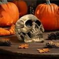 thumbnail image 4 of JoyMoreHome Halloween Resin Skull Decoration, Realistic Human Head Skull Model, Halloween Skull Decoration for Desktop Festival Party, 4 of 6