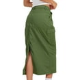 thumbnail image 5 of HUBERY Women Low-Waisted Pockets Solid Color Midi Denim Skirt, 5 of 5