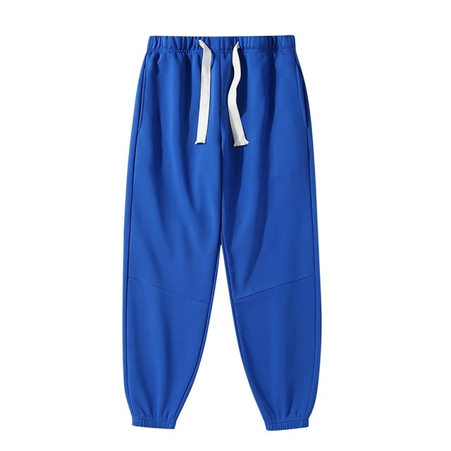 RXIRUCGD Men's Solid Color Casual Ankle Drawstring Pants Full Length Pants, Dark Blue, Size: M