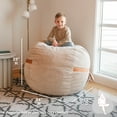 thumbnail image 3 of Big Joe Fuf 4Ft Foam Bean Bag Chair with Removable Cover for Kids, Teens, Vanilla Latte, Corded Plush, 4 foot Large Reading and Gaming Seat, 3 of 7